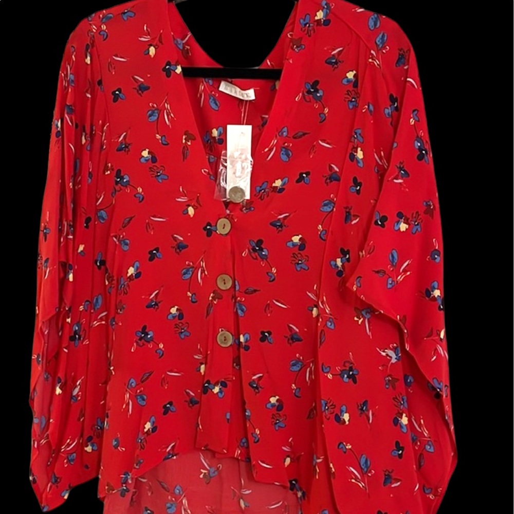 Karlie floral button front kimono sleeve small top